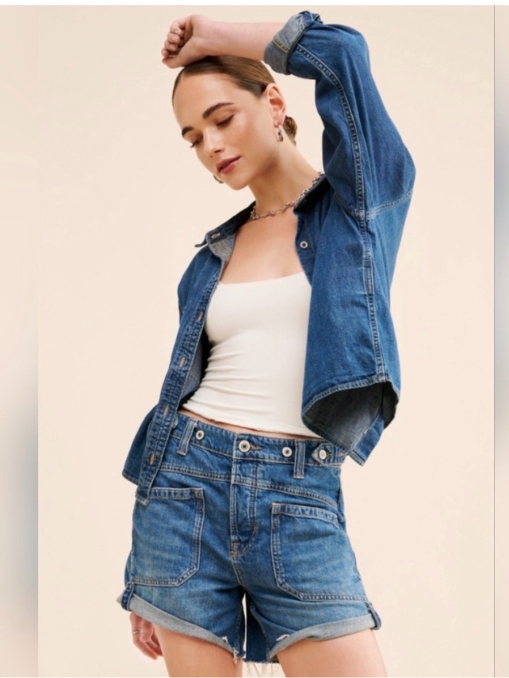 We The Free; Free People Palmer Mid Rise Denim Shorts Size 28